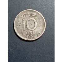 Швеция 10 эре 1961 года .