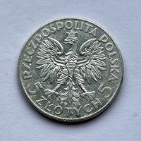 Монета СЕРЕБРО Польша 5 злотых 1933 год Ядвига ОТЛИЧНЫЕ