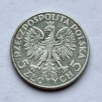 Монета СЕРЕБРО Польша 5 злотых 1933 год Ядвига ОТЛИЧНЫЕ