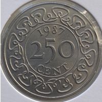 Суринам 250 центов 1987 г. В холдере
