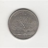 Квотер (25 центов) США "Штат Коннектикут" 1999 D Лот 8040