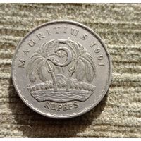 Werty71 Маврикий 5 рупий 1991