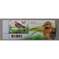 Большой веретенник. Серия из 1 марки с купоном, 2025