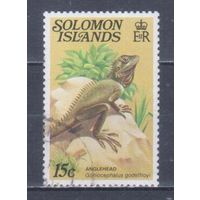 [935] Соломоны 1979. Фауна.Ящерица. Гашеная марка.