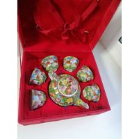 Фарфоровый набор для чайных церемоний, старый Китай, родная коробка, отличное состояние, торги с Рубля