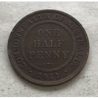 Австралия пол-пенни 1911 Георг V - первый год чекана!