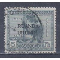 [798] Бельгийская колония.Руанда-Урунди 1924. Культура и быт.Рукоделие.5фр. Гашеная марка. Кат.гаш.8 е.