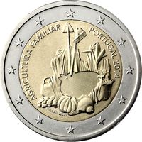 2 евро 2014 Португалия Международный год семейных фермерских хозяйств. UNC из ролла