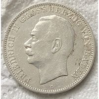 Монета 5 марок 1908  год. Баден. Германская империя.