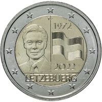 2 евро 2022 Люксембург 50 лет Флагу Люксембурга UNC из ролла