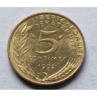 Франция. 5 сантимов 1992 года.