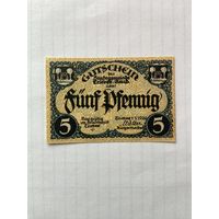 5 пфенигов (нотгельды) г. Германия Фрайберг-1402