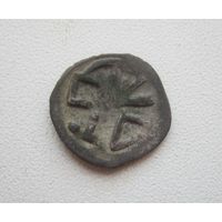 R. ВКЛ денарий Ягайло: аверс "печать", реверс "остриё копья и крест"