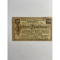 10 геллеров (нотгельды) 1921 г. Австрия.-0812