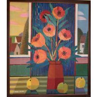 Сковородко О.А "Красные цветы", 2022г. Холст, масло. Размер 58х50 см.