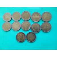 Германия . 2 евро. 12 монет.стоимость любой  монеты 8.5 руб.