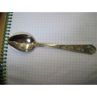 Ложка советская чайная 875 пробы с позолотой 14 см.