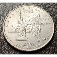 США 1/4 доллара, 2001 Квотер штата Нью-Йорк    D    ( 1-4-5 )