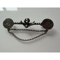 Древняя. Застёжка Плаша. Фибула. Херувим с Монетами. СЕРЕБРО. РЕДКОСТЬ.