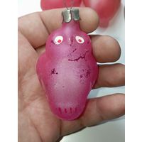 Ёлочная игрушка  - Сова . СССР  . Стекло .