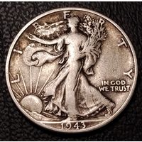 Пол доллара 1943 г. 1/2 доллара. Серебро.  С 1 рубля. Смотрите другие мои лоты с 1 рубля.