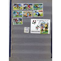 ВЬЕТНАМ, 1990, СПОРТ, ФУТБОЛ, серия 7м+блок  ,  гашен