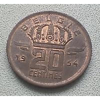 Бельгия 20 Сантимов, 1954 'BELGIE'.  6-11-10