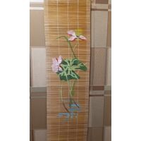 Панно-циновка "Нимфеи" из СССР. Япония или Китай. Раритет. 105х30 см.