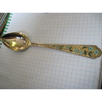 Ложка советская чайная 875 пробы с позолотой 14 см.