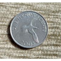 Werty71 Бермуды Бермудские острова 25 центов 2005 Белохвостый желтоклювый фаэтон Птица