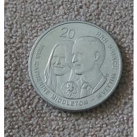 Австралия 20 центов, 2011 Свадьба Принца Уильяма и Кэтрин Миддлтон aUNC
