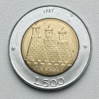 Сан-Марино 500 лир, 1987_15 лет возобновлению чеканке монет