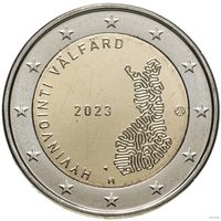 2 евро 2023 Финляндия Социальные и медицинские службы UNC из ролла
