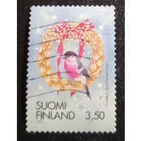 Лот 282 Финляндия. Рождество. Красношапочный снегирь на венкt тип I Fi 1545A