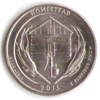 25 центов 2015 г. Парк=26 Национальный монумент Гомстед Небраска Двор P _состояние UNC