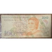 Банкнота Бразилия 100 крузейро 1990 год.