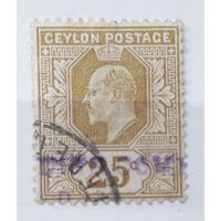 Цейлон 1905г  Стандарт 25 центов.Король Эдуард VII  гаш.