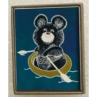 Значок. Олимпиада-80. Мишка. Ситалл.