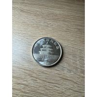 Серебряная монета 10 юаней в капсуле, Панда, Китай, 1991