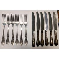 Вилки и Ножи набор Мельхиор СССР 12 штук