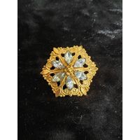 Брошь цветок СССР позолота