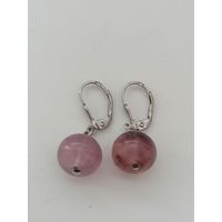 Серьги серебро 925 розовый кварц