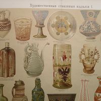 Художественная стекляныя изделия 1. Литография СПБ. Гравюра конец 19века 31x24см. РАСПРОДАЖА КОЛЛЕКЦИИ.