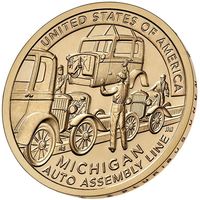США 1 доллар, 2025 D Мичиган Конвейерная линия для сборки автомобиля UNC