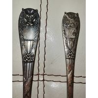 Редкие ложка с вилкой "Голова волка", Fraget, клейма.