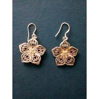 Серьги ажурный цветок 925
