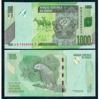 Конго 1000 франков 2013 год. UNC