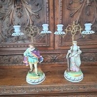 Антикварные подсвечники.19 век Париж. БРОНЗА ФАРФОР.