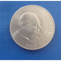 Великобритания 1 крона 1965 год королева Елизавета II  Уинстон Черчилль