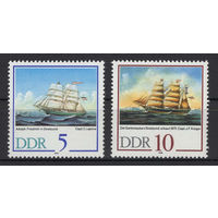 ГДР 1988 ** Корабли, Парусники, 2 марки
